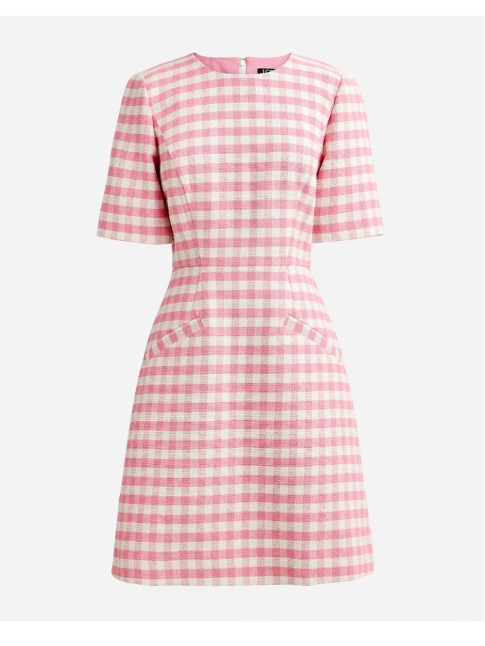NWT J. Crew Short-sleeve mini dress in gingham terry tweed size 0